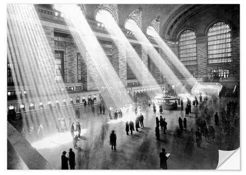 Selvklebende plakat Solstråler i Grand Central Station