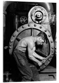 Akryylilasitaulu  Power plant worker at a steam engine