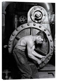 Lienzo  Trabajador de la planta de energía en una máquina de vapor