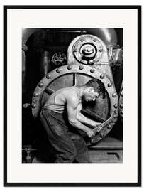 Framed art print Power house mechanic working on steam pump
