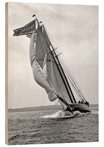 Wood print Sailboat in full Speed