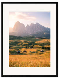 Impresión de arte enmarcada Plattkofel y Langkofel, Dolomitas