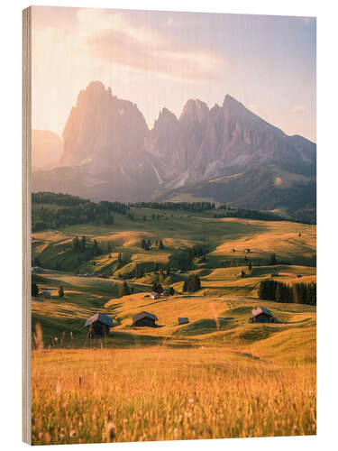 Print på træ Plattkofel og Langkofel, Dolomitterne