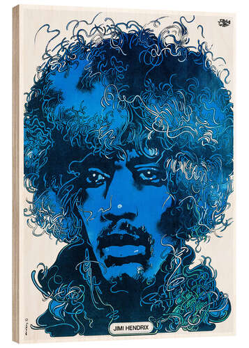 Wood print Jimi Hendrix - Wire Portrait