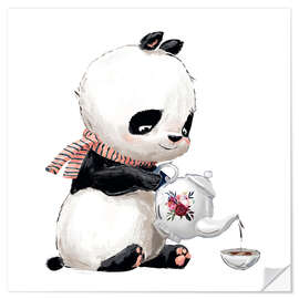 Wall sticker Tea time with panda - Eve Farb