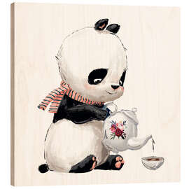 Holzbild Teezeit mit Panda - Eve Farb