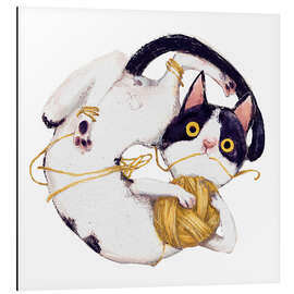 Magnettafel Katze mit Wollknäuel