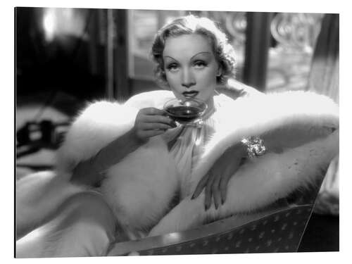 Aluminium print Marlene Dietrich in White