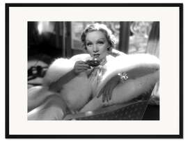 Gerahmter Kunstdruck Marlene Dietrich in Weiß