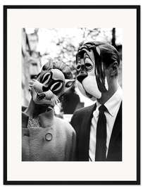 Gerahmter Kunstdruck Frühstück bei Tiffany, Katzen- und Hundemaske