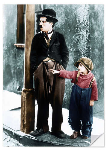 Selvklæbende plakat The Kid, Charles Chaplin, Jackie Coogan