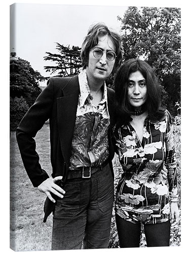 Canvas print John Lennon with his wife Yoko Ono