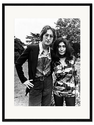 Gerahmter Kunstdruck John Lennon mit seiner Frau Yoko Ono