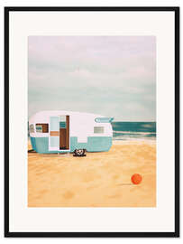 Gerahmter Kunstdruck Wohnwagen am Meer