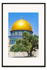 Gerahmter Kunstdruck Felsendom mit Olivenbaum