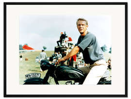 Gerahmter Kunstdruck Steve McQueen mit Motorrad