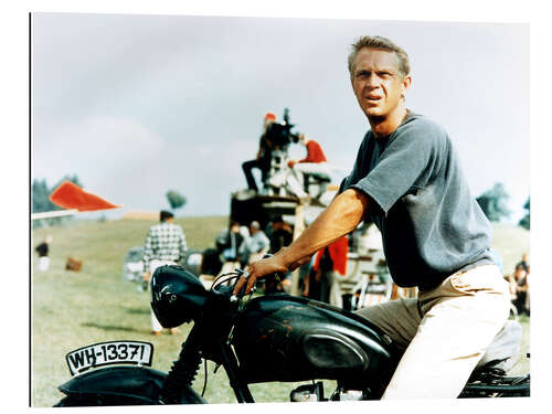 Galleritryck Steve McQueen with motorcycle