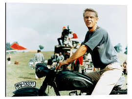 Magnettafel Steve McQueen mit Motorrad