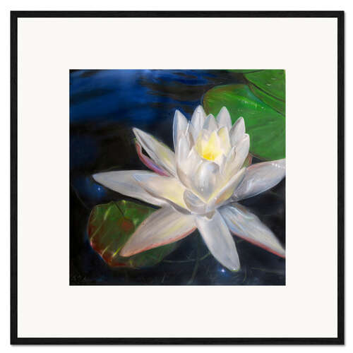 Kunsttryk i ramme Waterlilly-white