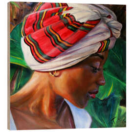 Wood print Woman with Ethiopian headscarf