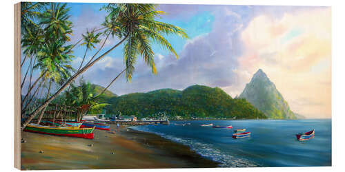 Wood print Soufriere Beach