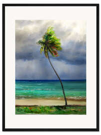 Gerahmter Kunstdruck Kokospalme im Wind