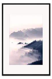 Gerahmter Kunstdruck Nebelberge