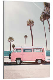 Magnettafel Rosa Bus unter Palmen