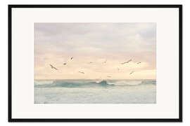 Gerahmter Kunstdruck Möwen in der Brandung