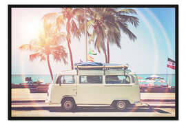 Gerahmter Kunstdruck Camper unter Palmen