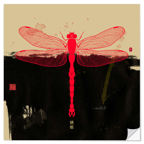 Wall sticker Big Red Dragonfly