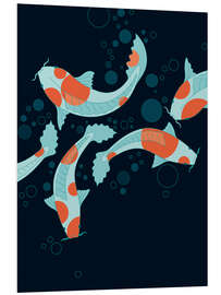 Foam board print Koi carp in the black pond