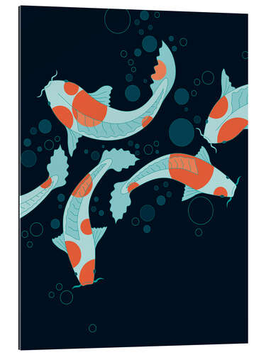 Gallery print Koi carp in the black pond