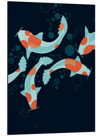 Magnettafel Koi-Karpfen im schwarzen Teich