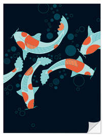 Wall sticker Koi carp in the black pond