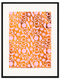 Gerahmter Kunstdruck Indisches Lotus-Muster