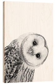 Wood print  Snow Owl - Art Couture