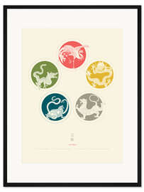 Gerahmter Kunstdruck Fünf himmlische Bestien