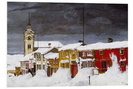 Foam board print Street in Røros in Winter