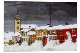 Magnettafel Straße in Røros im Winter