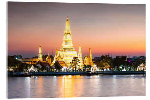 Quadro em acrílico Amanhecer em Wat Arun, Banguecoque