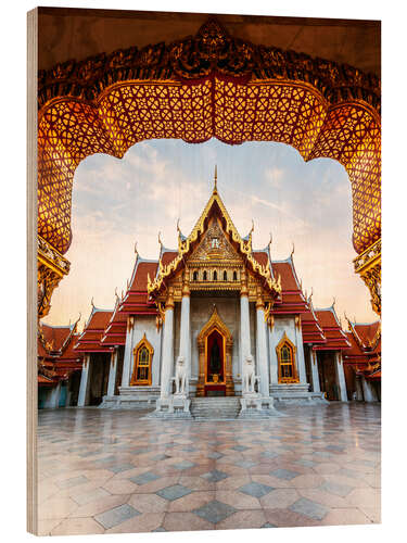 Wood print Marble temple in Bangkok