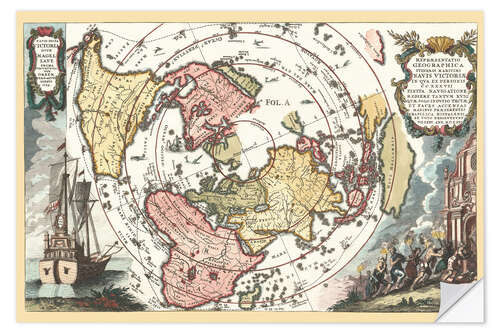 Sisustustarra World map with Magellan's circumnavigation 1702