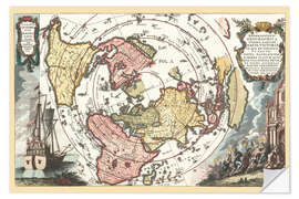 Sticker mural Mappemonde et circumnavigation Magellan 1702