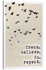 Magnettafel Träumen, Glauben, Machen, Wiederholen (englisch)