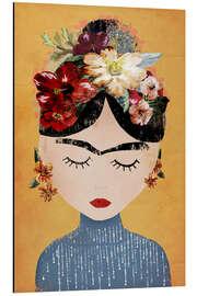 Stampa su alluminio  Frida Kahlo con corona di fiori - treechild