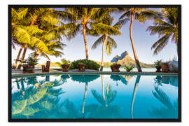 Gerahmter Kunstdruck Sonnenuntergang auf Bora Bora