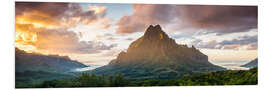 Foam board print Sunset over Moorea, French Polynesia