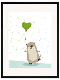 Gerahmter Kunstdruck Otter mit Luftballon