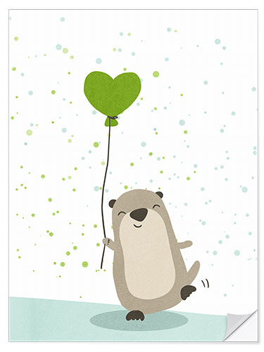 Wandsticker Otter mit Luftballon